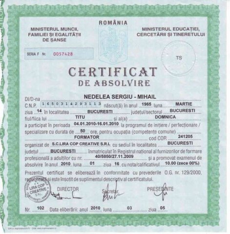 Certificat de absolvire