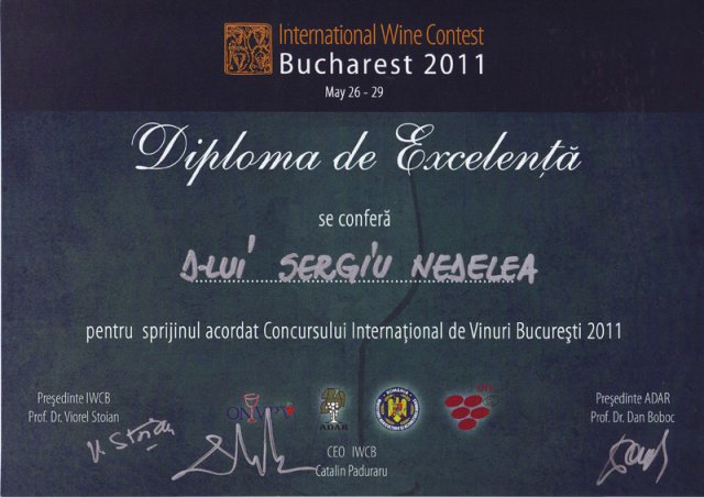 Diploma International Wine Contest Bucharest 2011